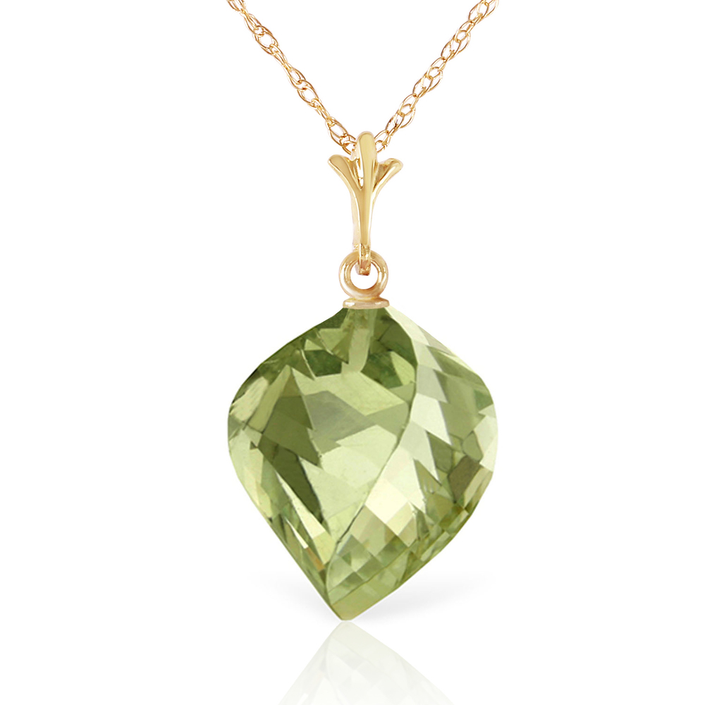 14K. NECKLACE WITH TWISTED BRIOLETTE GREEN AMETHYST (Yellow Gold)